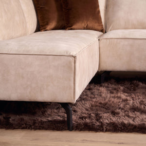 Corner Sofa – Left Chaise, Velvet Upholstery, Beige – Floris | Starfurn