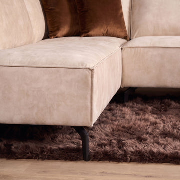 Ecksofa – Beiger Samt, Linke Ottomane, Moderne Linien, 285 cm - Floris | Starfurn