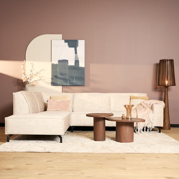 Ecksofa – Beiger Samt, Linke Ottomane, Moderne Linien, 285 cm - Floris | Starfurn