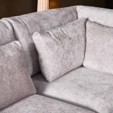 Corner sofa – textured fabric upholstery, cold foam filling, plastic feet – Jesse | Starfurn