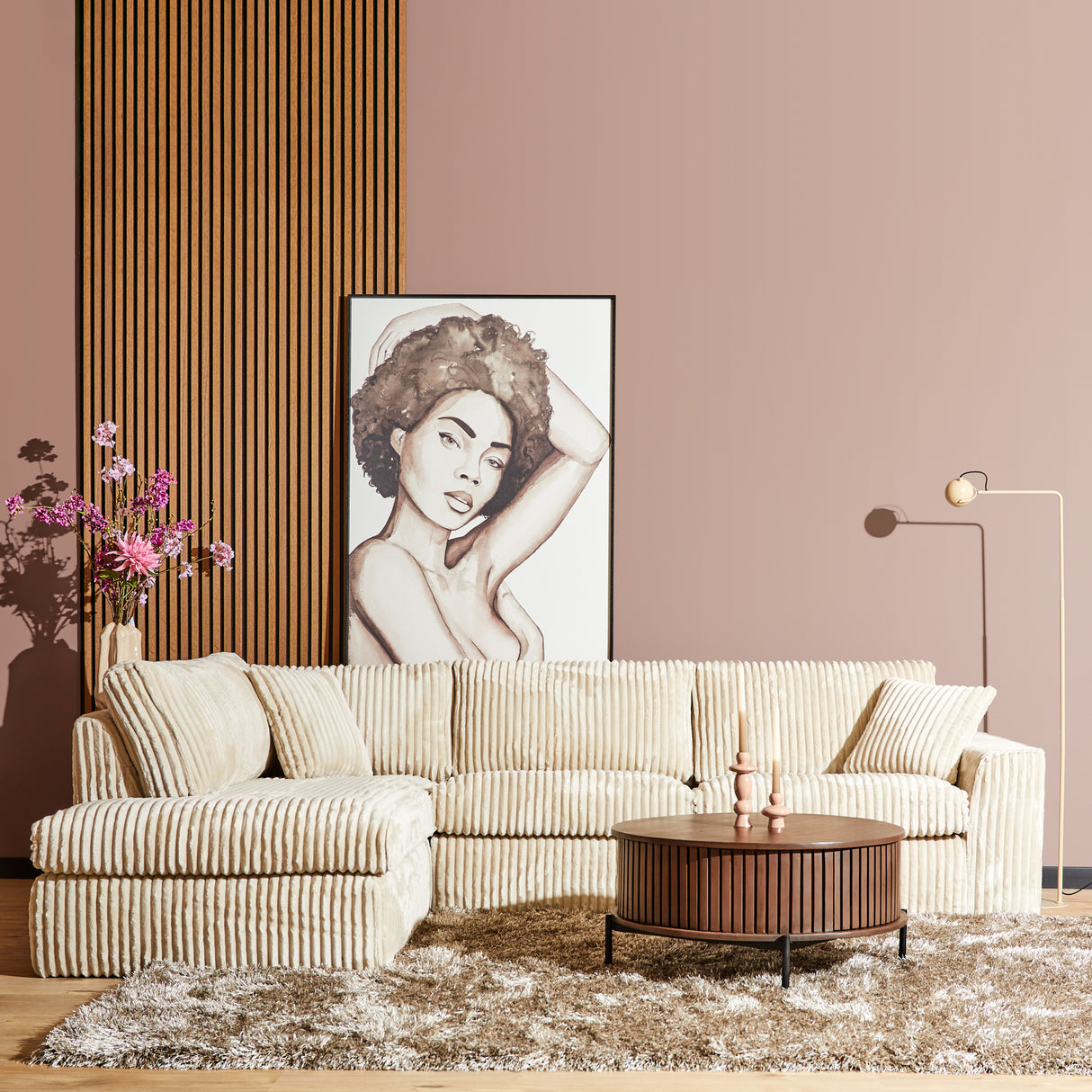 Ecksofa – Tilia 03, HR40 Kaltschaum, Kunststofffüße - Teddy | Starfurn