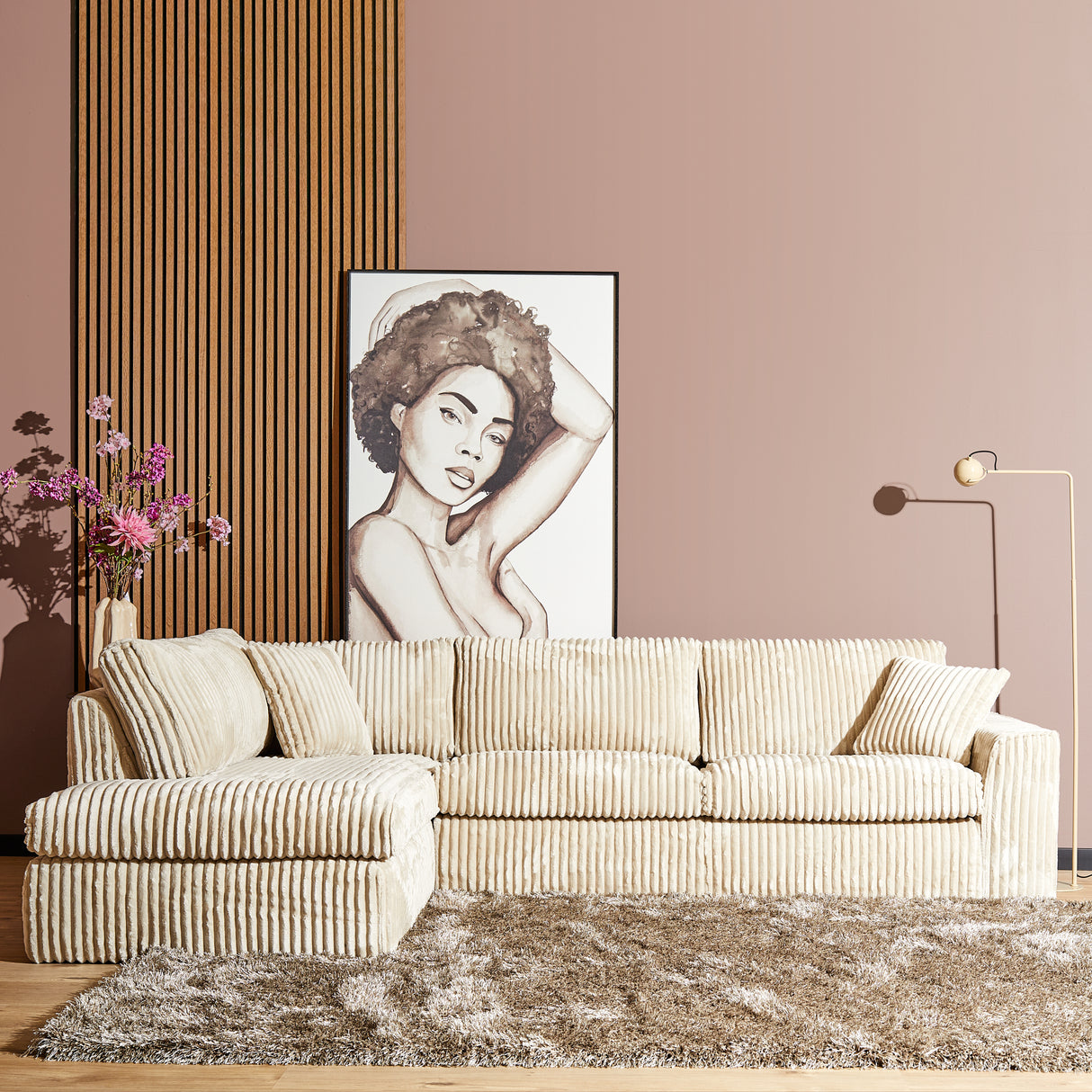 Ecksofa – Tilia 03, HR40 Kaltschaum, Kunststofffüße - Teddy | Starfurn