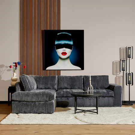 Ecksofa – Antrazit Stoff, Breite Rippenstruktur, Linke Ottomane – Teddy | Starfurn image