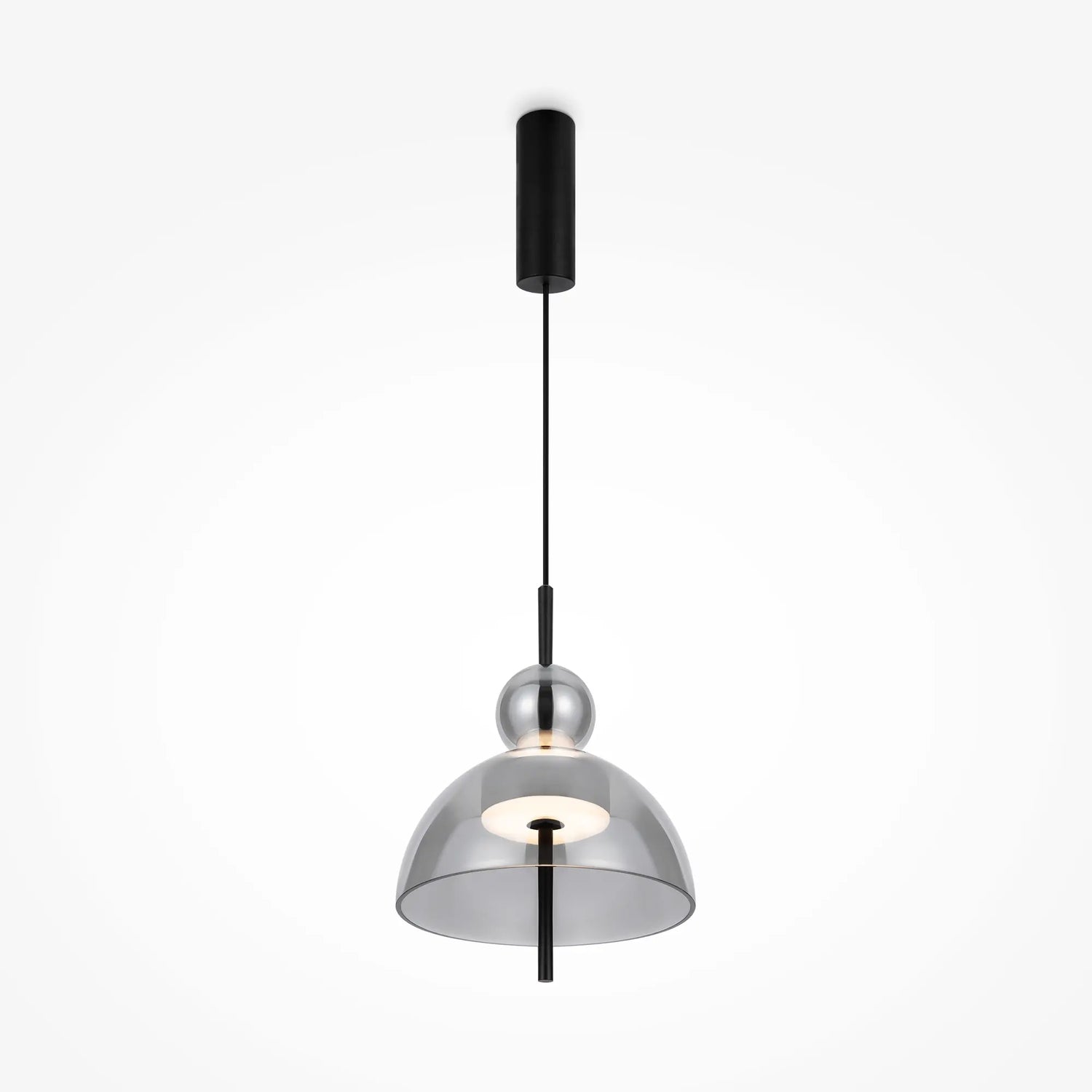 Pendant Lamp Matte Black Metal Frame Smoke Gray Oval Glass LED 12W 3000K – Bangkok | Maytoni