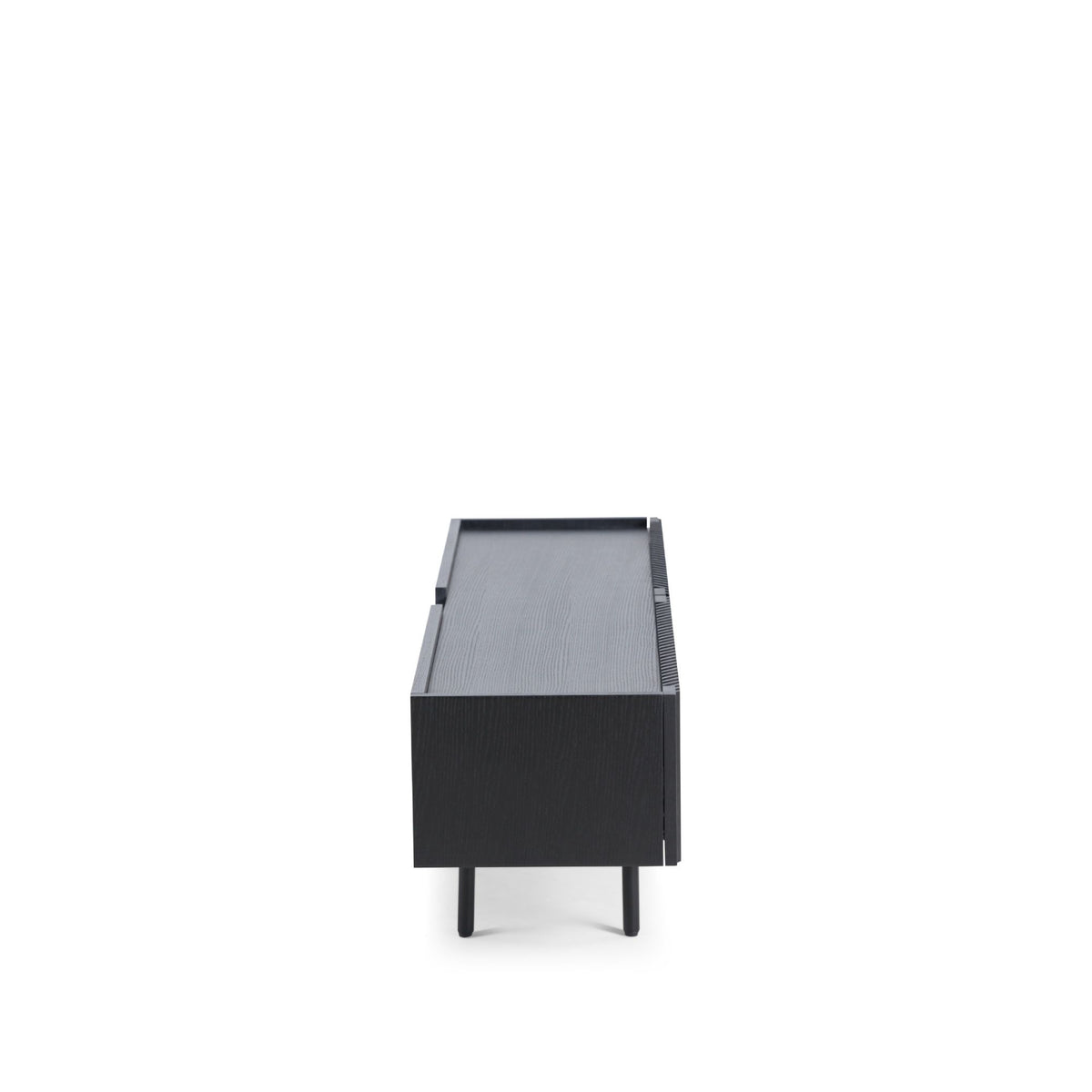 TV Lowboard – Oblique Oak Slat Design, Soft-Close Hinges, Cable Management Openings – Louvre | Njordec
