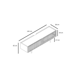 TV Lowboard – Oblique Oak Slat Design, Soft-Close Hinges, Cable Management Openings – Louvre | Njordec