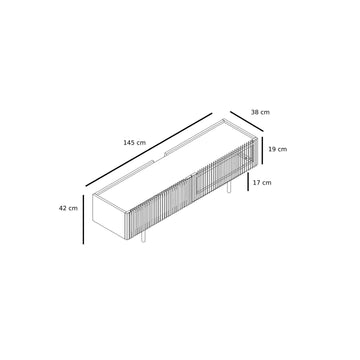 TV-Lowboard – Schräges Eichenlamellen-Design, Soft-Close-Scharniere, Kabelmanagement-Öffnungen – Louvre | Njordec