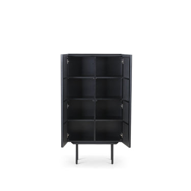 Highboard – Slanted Oak Lamella Design, Soft-Close Hinges, Adjustable Shelves – Louvre | Njordec