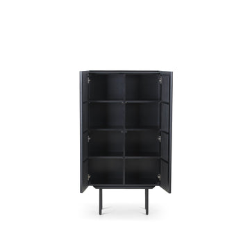 Highboard – Slanted Oak Lamella Design, Soft-Close Hinges, Adjustable Shelves – Louvre | Njordec