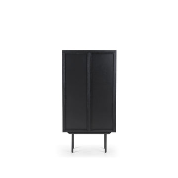 Highboard – Slanted Oak Lamella Design, Soft-Close Hinges, Adjustable Shelves – Louvre | Njordec