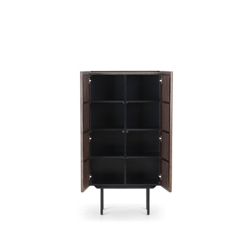 Highboard - Eichenlamellen Raucheiche Metallfüße – Louvre | Njordec