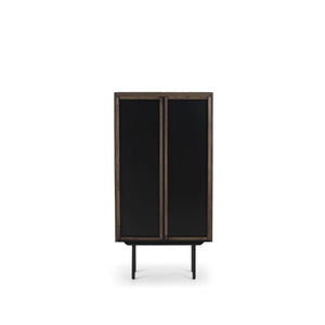 Highboard - Eichenlamellen Raucheiche Metallfüße – Louvre | Njordec