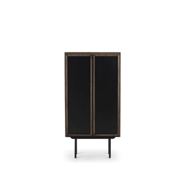 Highboard - Eichenlamellen Raucheiche Metallfüße – Louvre | Njordec