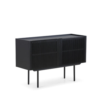 Sideboard - Eichenlamellen Schwarzeiche Metallfüße – Louvre | Njordec