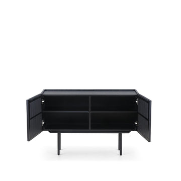Sideboard - Eichenlamellen Schwarzeiche Metallfüße – Louvre | Njordec