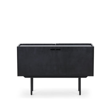 Sideboard - Eichenlamellen Schwarzeiche Metallfüße – Louvre | Njordec