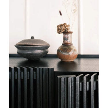 Sideboard - Oak Slats Black Oak Metal Legs – Louvre | Njordec