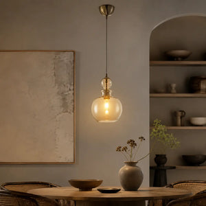 Pendant lamp with bronze metal frame and amber glass shade in a modern design - Tone | Maytoni