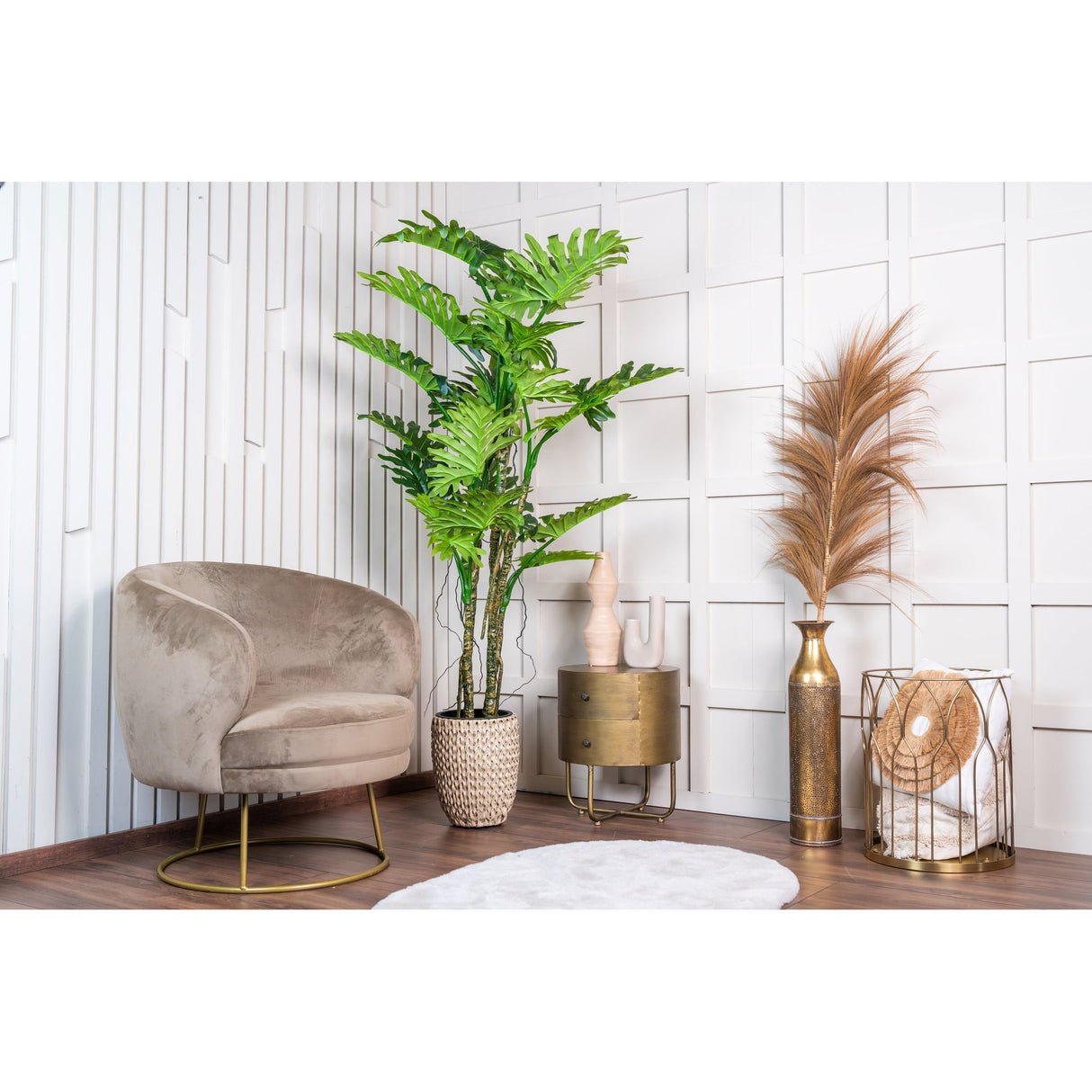 Kunstpflanze – Kunststoffmaterial, Tropisches Design, Großes Blattdesign, 180 cm - Philodendron | NeverLeafs