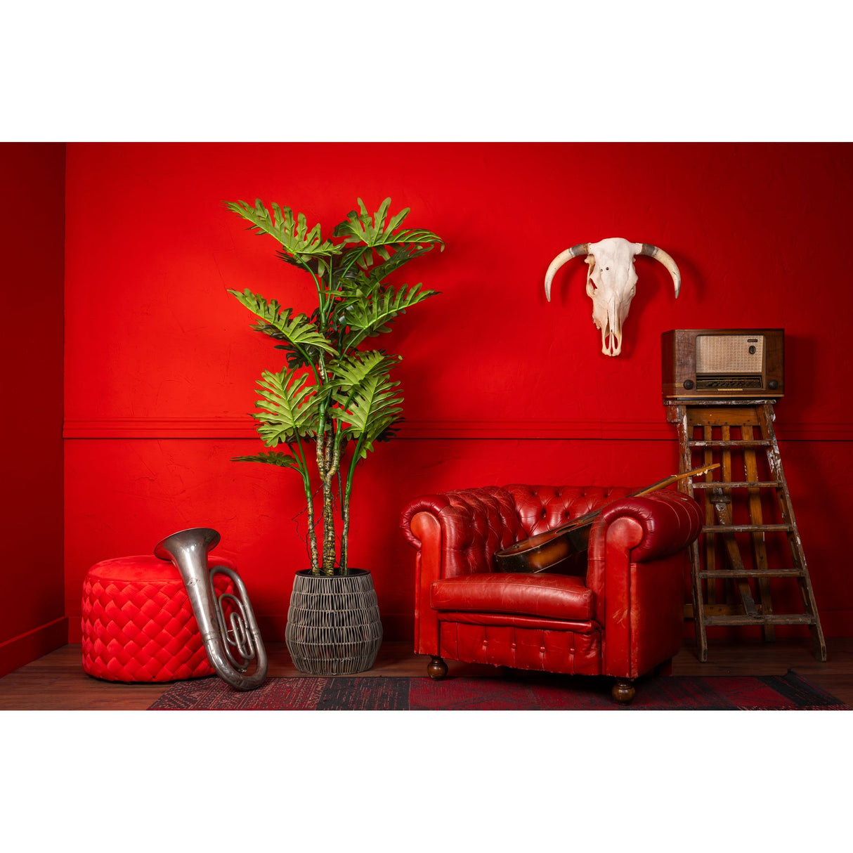 Kunstpflanze – Kunststoffmaterial, Tropisches Design, Großes Blattdesign, 180 cm - Philodendron | NeverLeafs