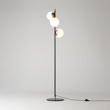 Floor Lamp Metal Black Gold Three Opal White Glass Shades E14 Socket – Nostalgia | Maytoni