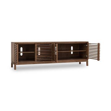 TV-Möbel – Eschenholz Material, Lamellenfront Design, Roux Braun, 66 cm Höhe - Tanner | Modus Furniture International