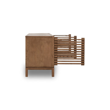 TV-Möbel – Eschenholz Material, Lamellenfront Design, Roux Braun, 66 cm Höhe - Tanner | Modus Furniture International
