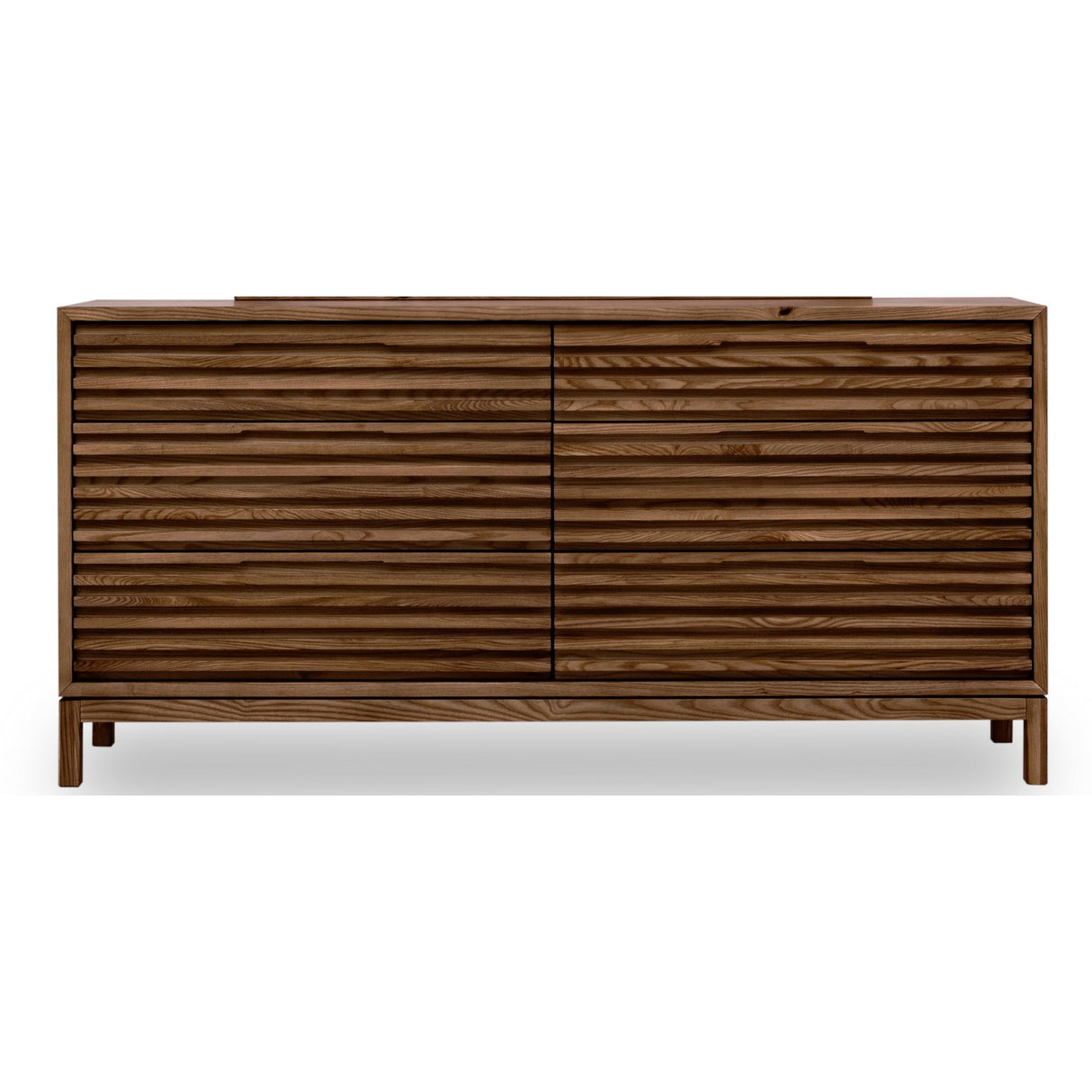 Chest of Drawers – Solid Ash Wood, Louvered Front Design, Six Drawers, Roux Brown Finish – Tanner | Modus Furniture International