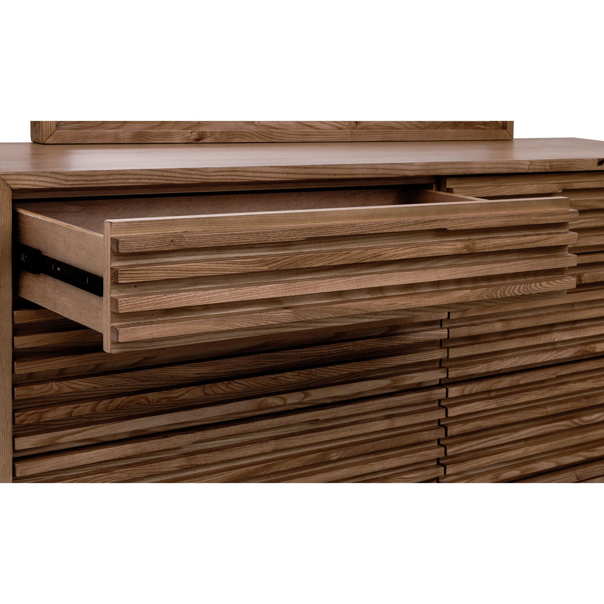 Chest of Drawers – Solid Ash Wood, Louvered Front Design, Six Drawers, Roux Brown Finish – Tanner | Modus Furniture International