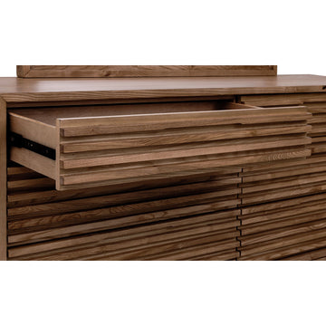 Chest of Drawers – Solid Ash Wood, Louvered Front Design, Six Drawers, Roux Brown Finish – Tanner | Modus Furniture International