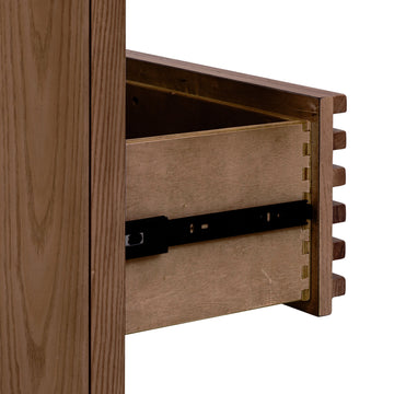 Chest of Drawers – Solid Ash Wood, Louvered Front Design, Six Drawers, Roux Brown Finish – Tanner | Modus Furniture International