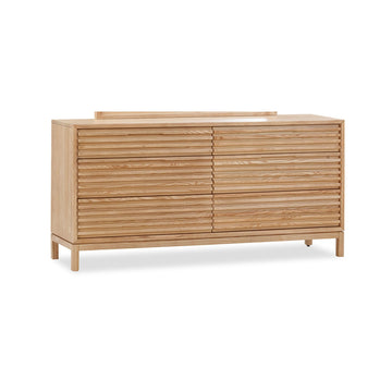 Chest of Drawers – Solid Ash Wood, Louver Front Design, Six Drawers, Flaxen Finish – Tanner | Modus Furniture International