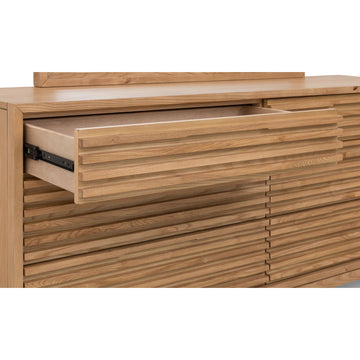 Chest of Drawers – Solid Ash Wood, Louver Front Design, Six Drawers, Flaxen Finish – Tanner | Modus Furniture International