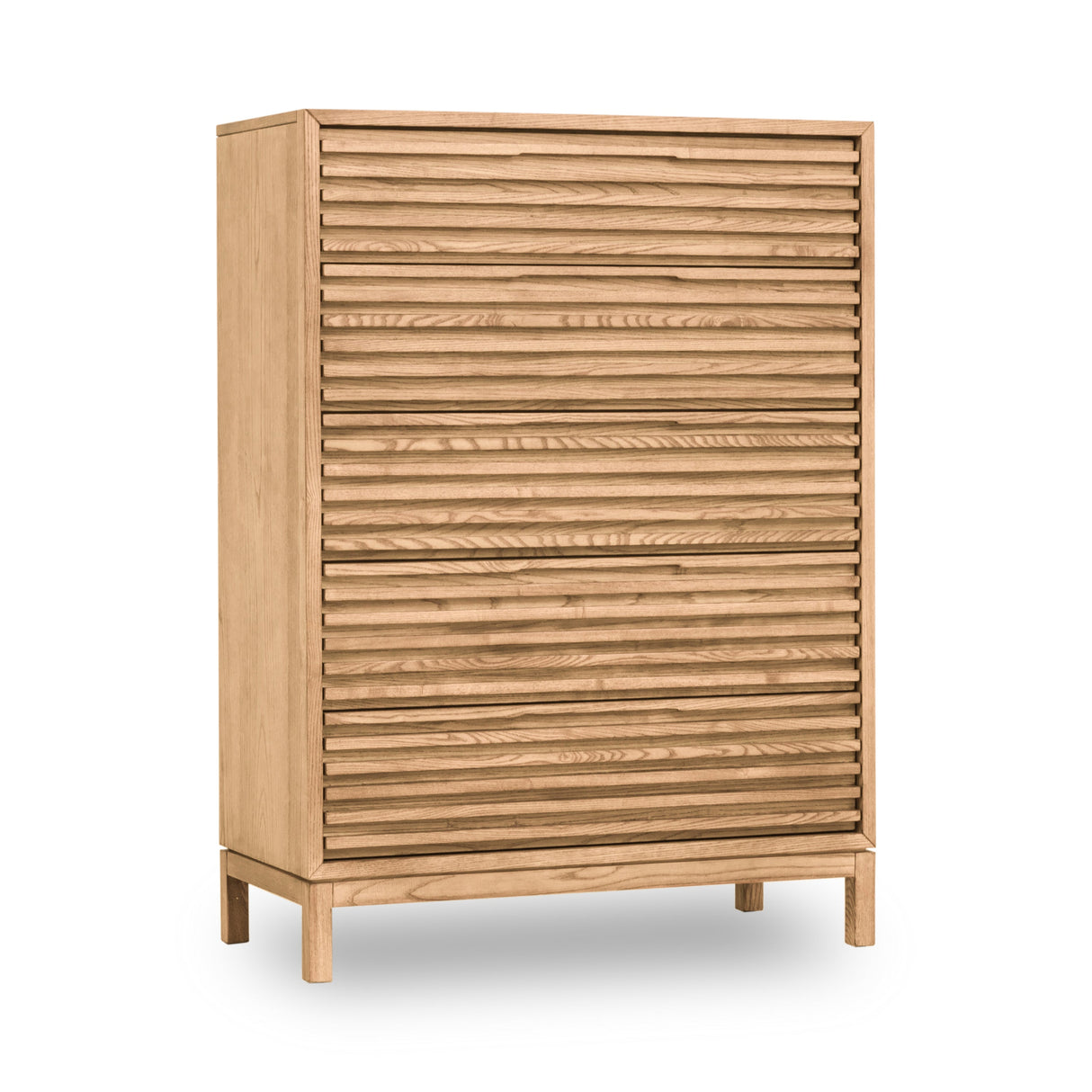 Kommode – Eschenholz Material, Lamellenfront Design, Flaxen Naturton, 132 cm Höhe - Tanner | Modus Furniture International