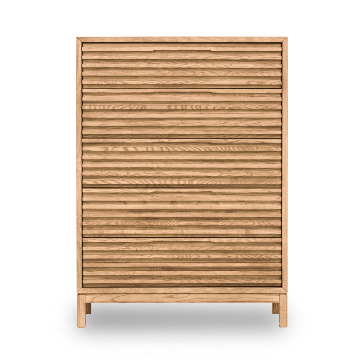 Kommode – Eschenholz Material, Lamellenfront Design, Flaxen Naturton, 132 cm Höhe - Tanner | Modus Furniture International