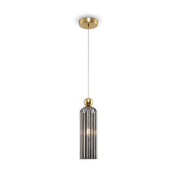 Pendelleuchte gebürsteter goldfarbener Metallrahmen mit rauchgrauem geriffeltem Glasschirm, 1×E14 40 W – MOD302PL‑01GR | Maytoni - Esszett Luxury | Stilvolles Wohnen mit Charakter