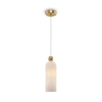 Pendelleuchte gebürsteter goldfarbener Metallrahmen mit satiniertem weißen Glasschirm & 1×E14 40 W – MOD302PL‑01W | Maytoni - Esszett Luxury | Stilvolles Wohnen mit Charakter
