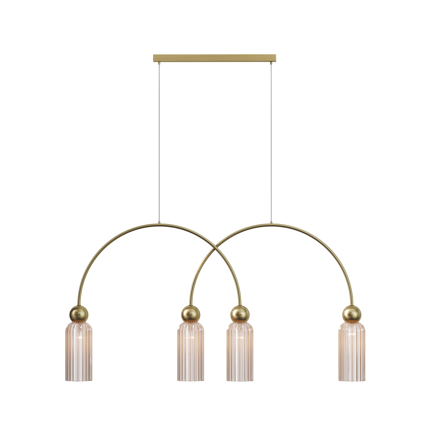 Pendant Lamp Gold-coloured metal frame 4 Amber glass shades 4×E14 40W – Antic | Maytoni