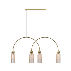 Pendant Lamp Gold-coloured metal frame 4 Amber glass shades 4×E14 40W – Antic | Maytoni
