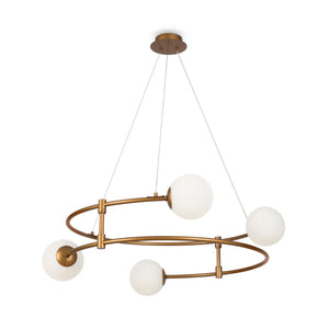 Pendant Lamp Gold-coloured Metal Frame 4 Amber Glass Ovals 4×E14 40W – Balance | Maytoni