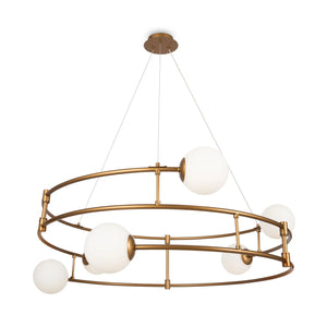 Pendant Lamp Matte Gold Metal Frame 6 Glass Shades 6×G9 40W – Balance | Maytoni