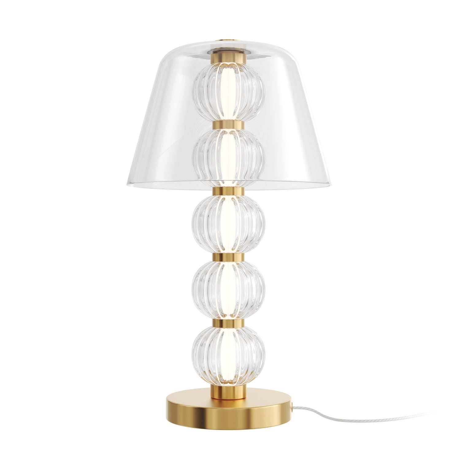 Tischleuchte Metallrahmen gold, gerillte Glaskugeln & integriertes LED – Amulet | Maytoni - Esszett Luxury | Stilvolles Wohnen mit Charakter