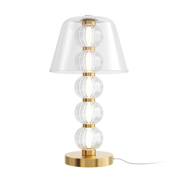 Tischleuchte Metallrahmen gold, gerillte Glaskugeln & integriertes LED – Amulet | Maytoni - Esszett Luxury | Stilvolles Wohnen mit Charakter