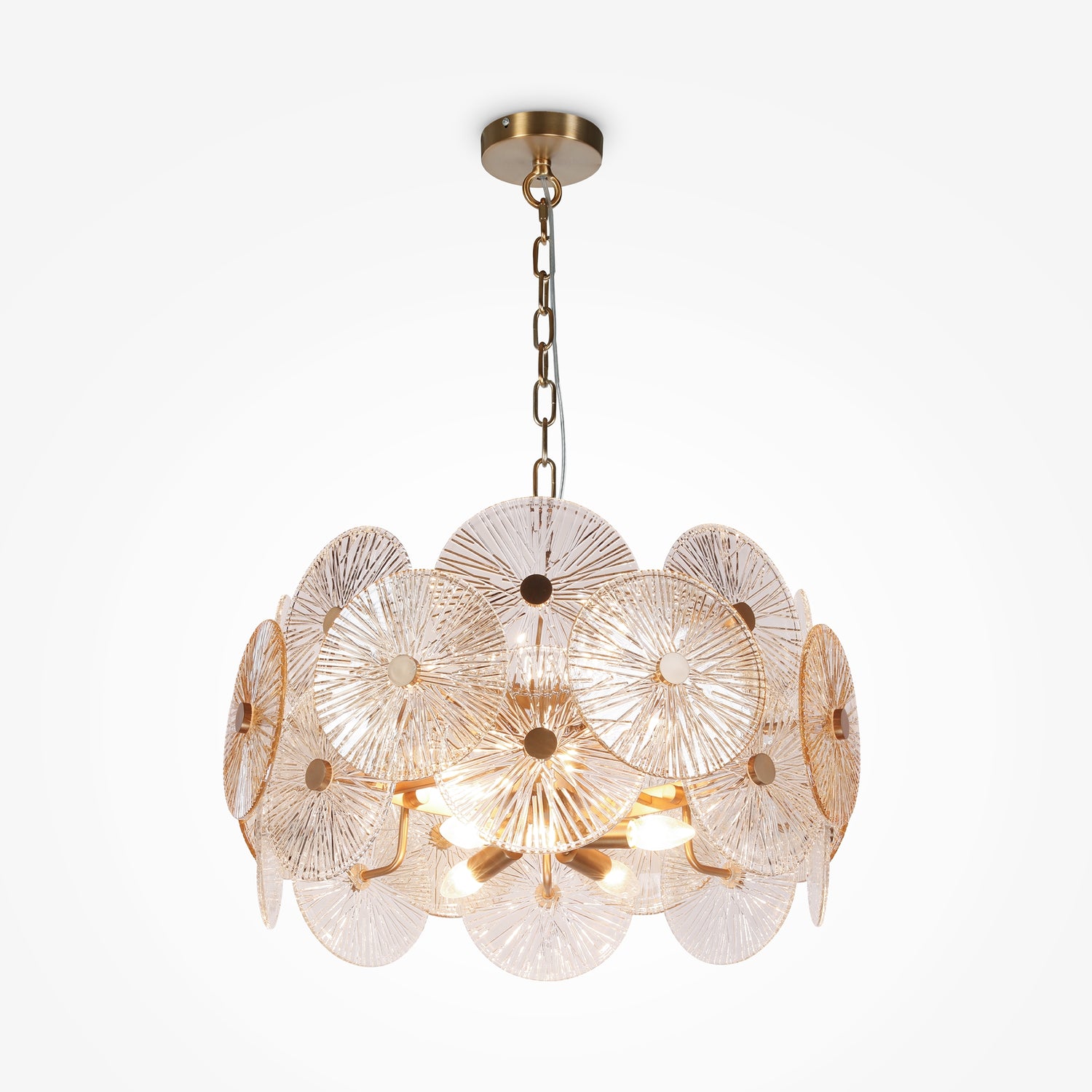 Pendelleuchte Goldfarbener Metallrahmen 8 Bernsteinglas - Ovale 8×E14 40 W – Aster | Maytoni - Esszett Luxury | Stilvolles Wohnen mit Charakter