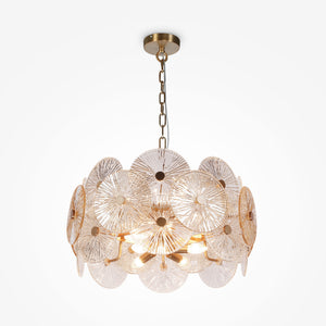 Pendelleuchte Goldfarbener Metallrahmen 8 Bernsteinglas - Ovale 8×E14 40 W – Aster | Maytoni - Esszett Luxury | Stilvolles Wohnen mit Charakter