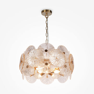 Pendelleuchte Goldfarbener Metallrahmen 8 Bernsteinglas - Ovale 8×E14 40 W – Aster | Maytoni - Esszett Luxury | Stilvolles Wohnen mit Charakter
