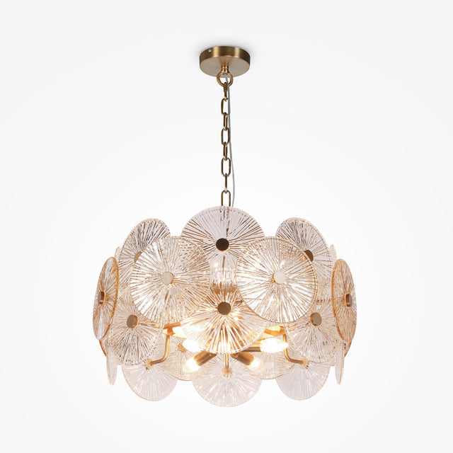 Pendelleuchte Goldfarbener Metallrahmen 8 Bernsteinglas - Ovale 8×E14 40 W – Aster | Maytoni - Esszett Luxury | Stilvolles Wohnen mit Charakter