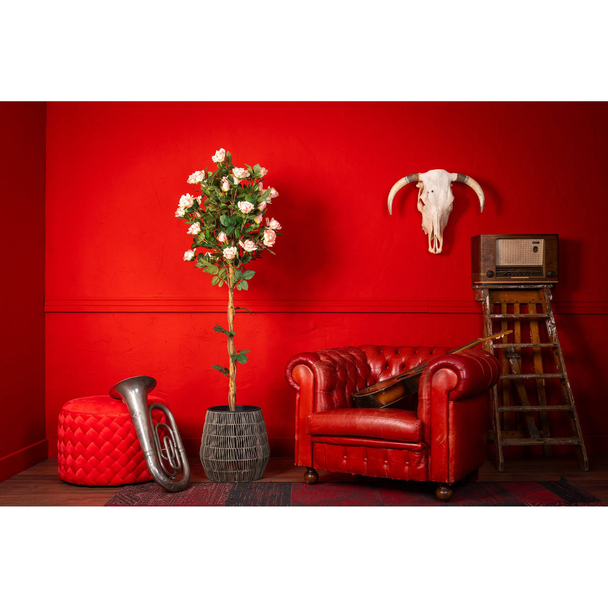 Kunstpflanze – Kunststoffmaterial, Romantisches Design, Rosenblüten - Rosenbaum | NeverLeafs