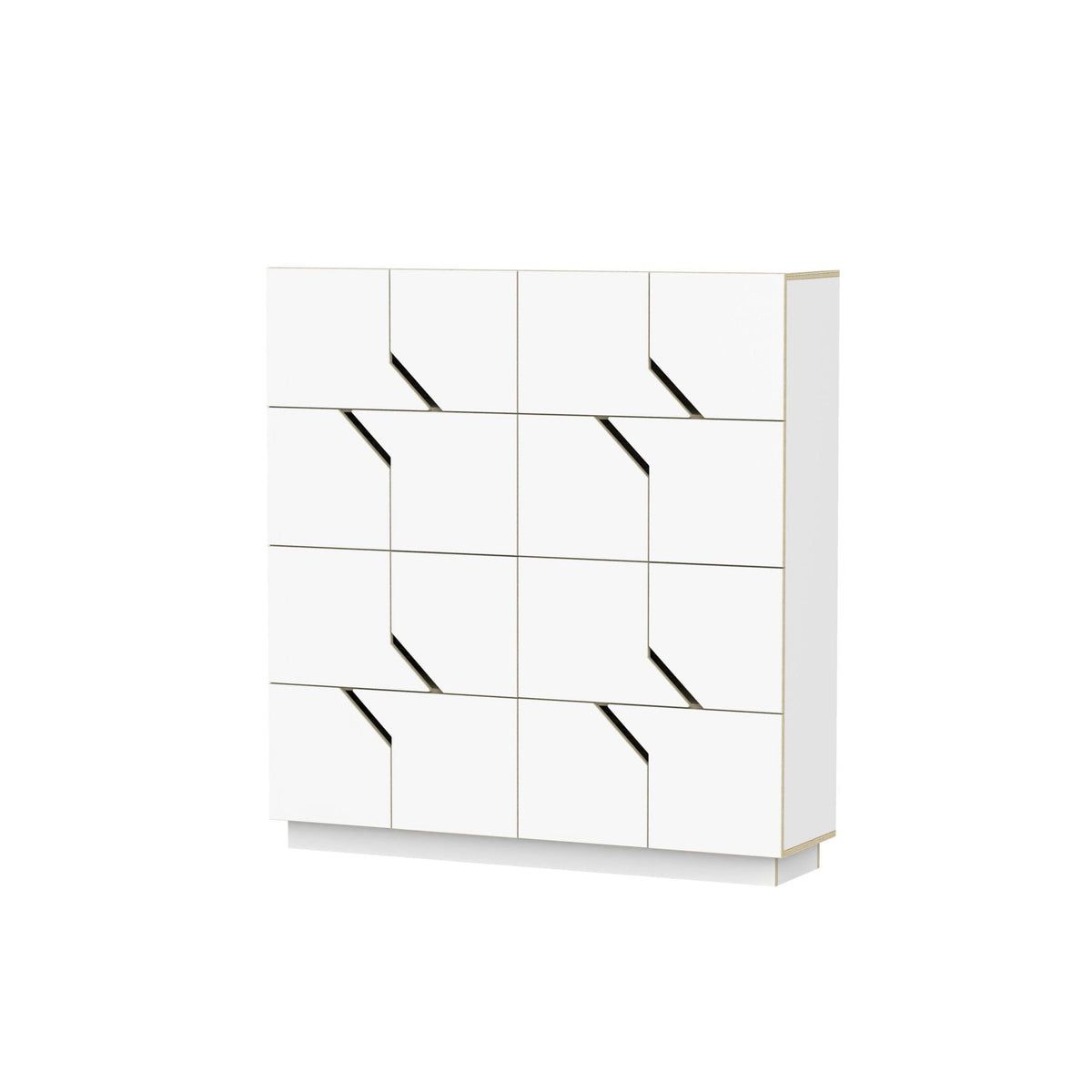 Sideboard – Birkensperrholz, Soft-Close Türen, Weißes HPL, 4x4 - Maze | RADIS
