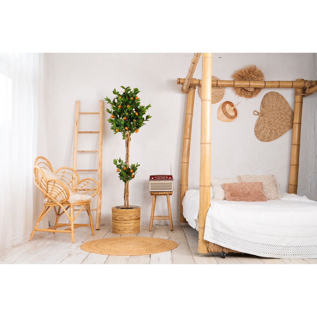 Kunstpflanze – Kunststoffmaterial, Mediterranes Design, Dekorative Früchte - Orangenbaum | NeverLeafs